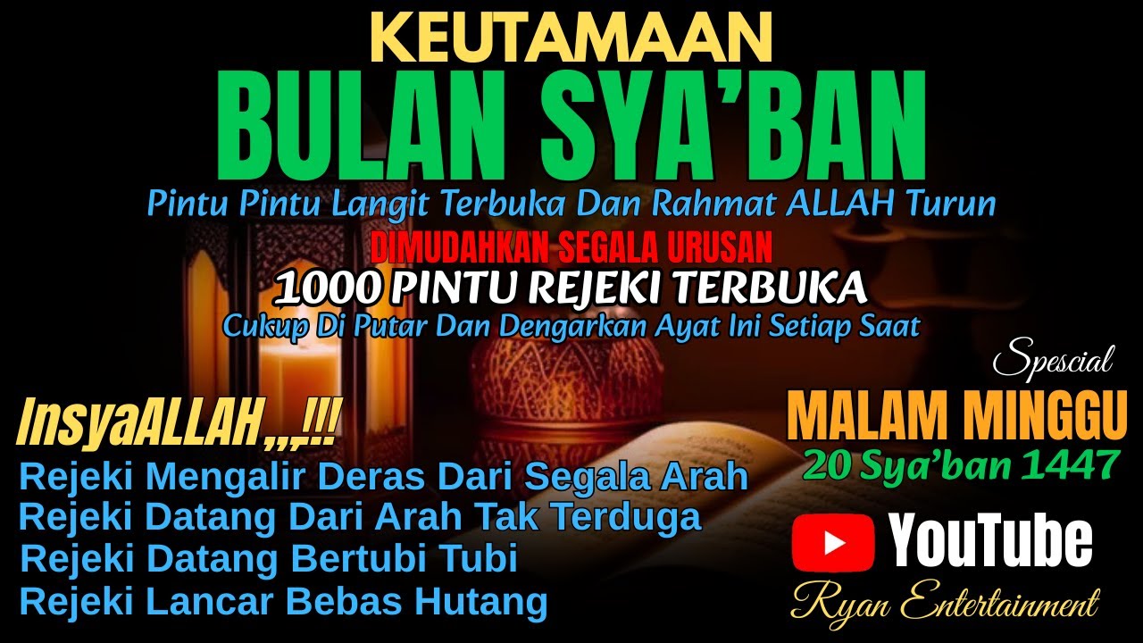Malam Minggu Sya’ban, Putar Ayat Ini InsyaAllah Pintu Langit Terbuka dan Rezeki Mengalir Melimpah
