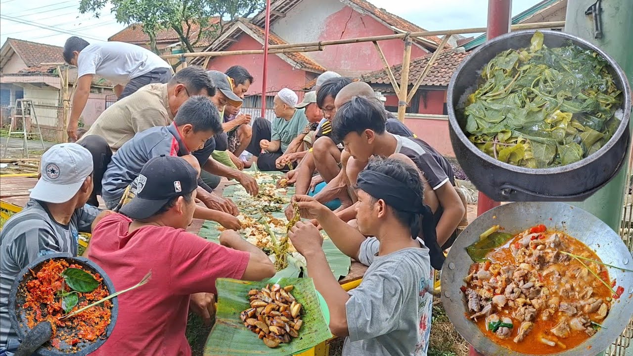 BOTRAM SEKAMPUNG NASI LIWET AYAM CINCANG LALAPAN DAUN SINGKONG JENGKOL GORENG NGEUNAH PISAAAN