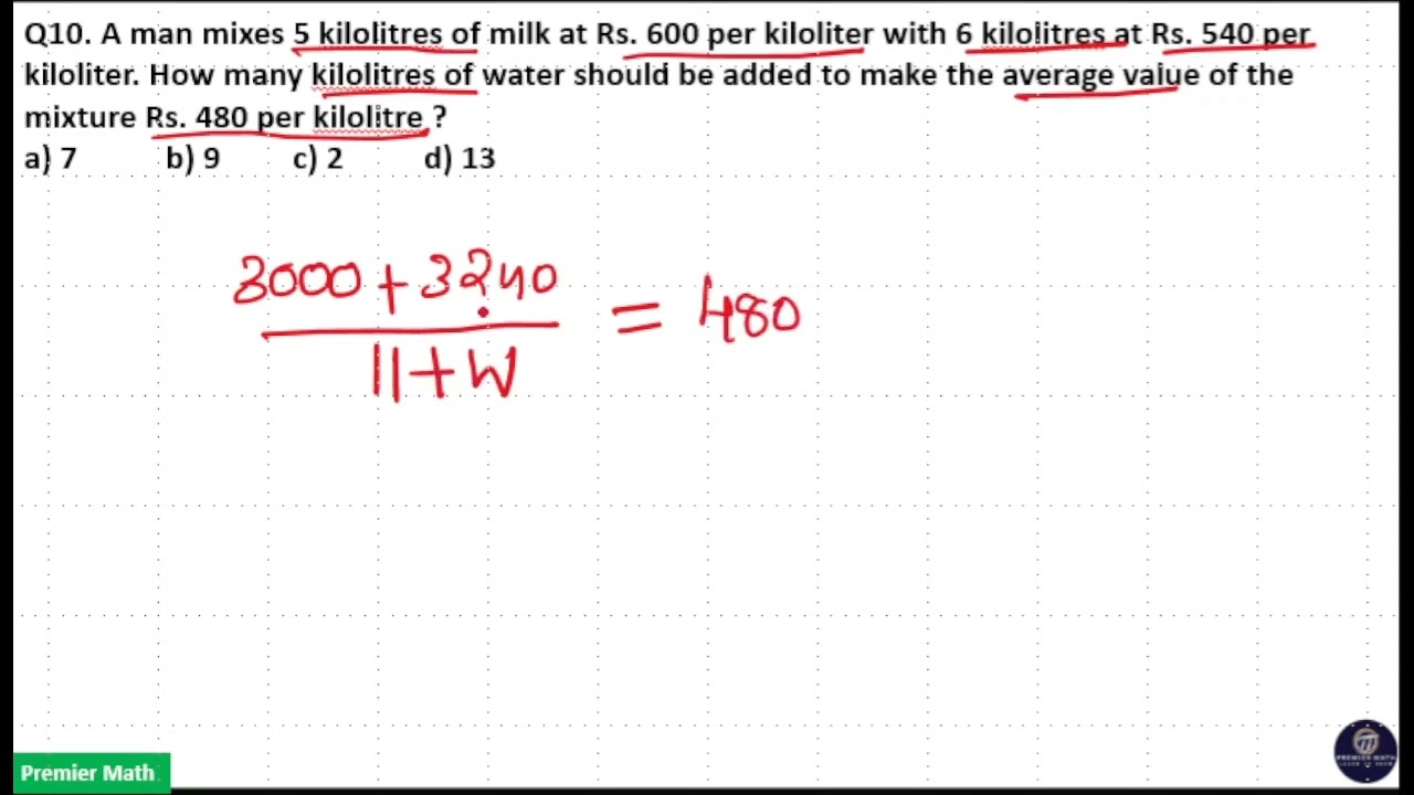 A man mixes 5 kilolitres of milk at Rs  600 per kiloliter with 6 kilolitres at Rs  540 per kilo
