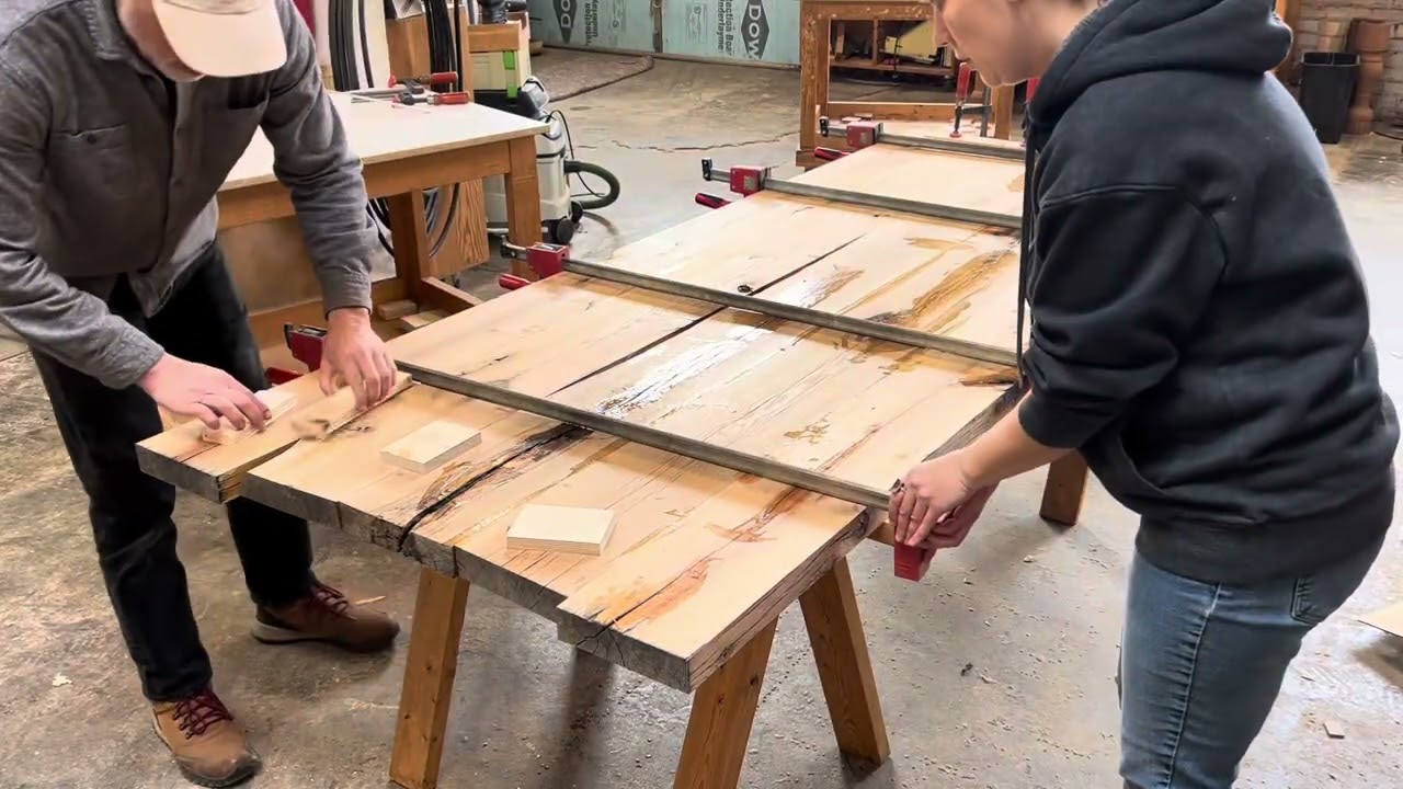 Milling a 200 year old beam into planks for a farm table