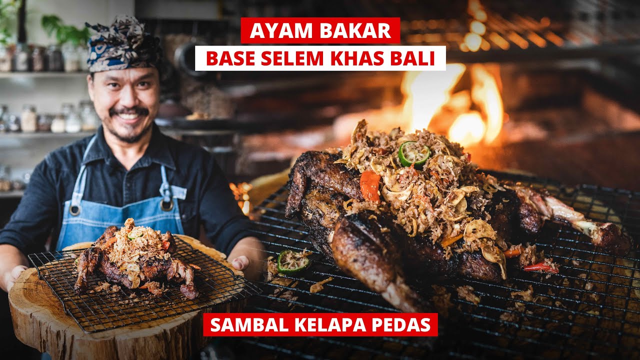 AYAM BAKAR BUMBU HITAM KHAS BALI, DENGAN SAMBAL KELAPA PEDAS