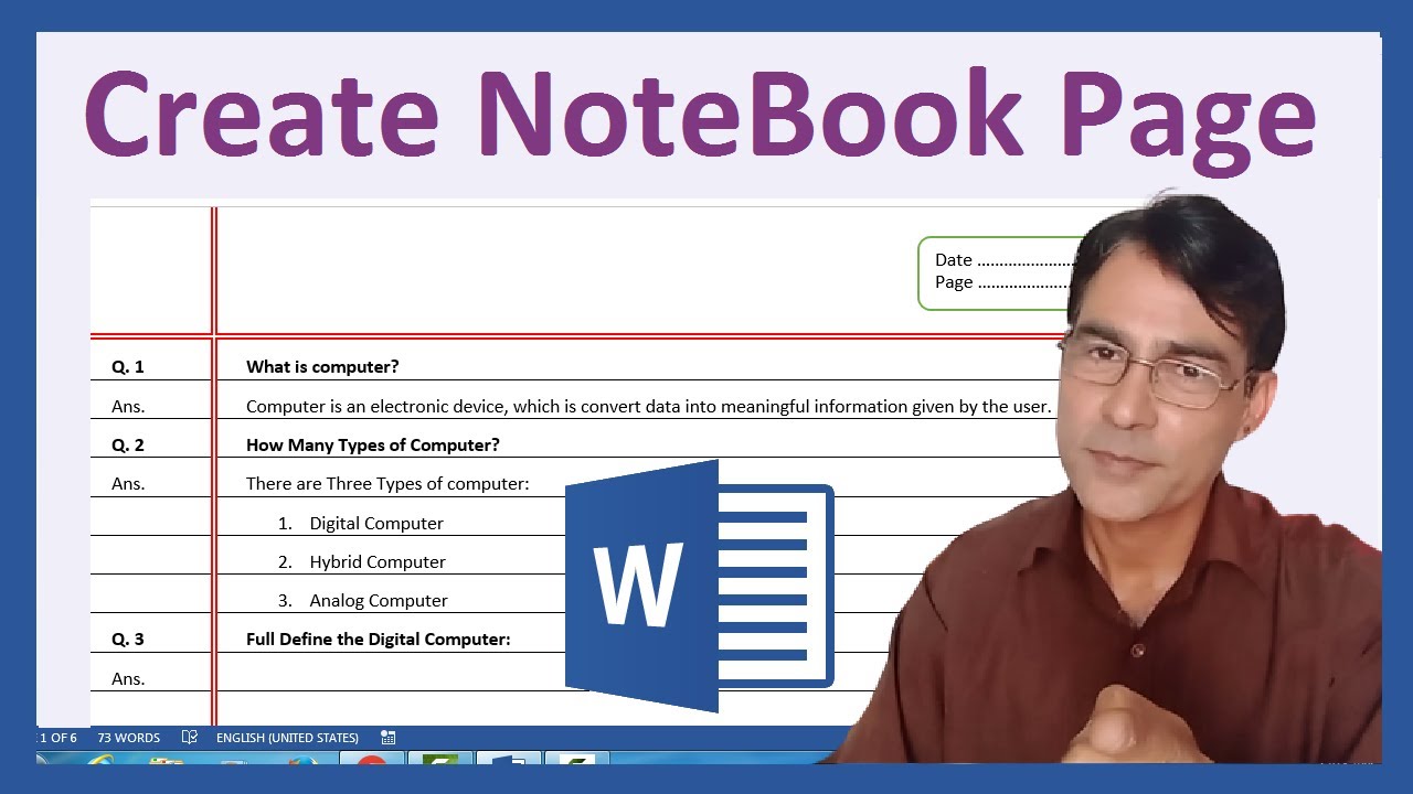 How to Make Notebook Page in MS Word | MS Word Notebook page | Notebook page create in MS Word