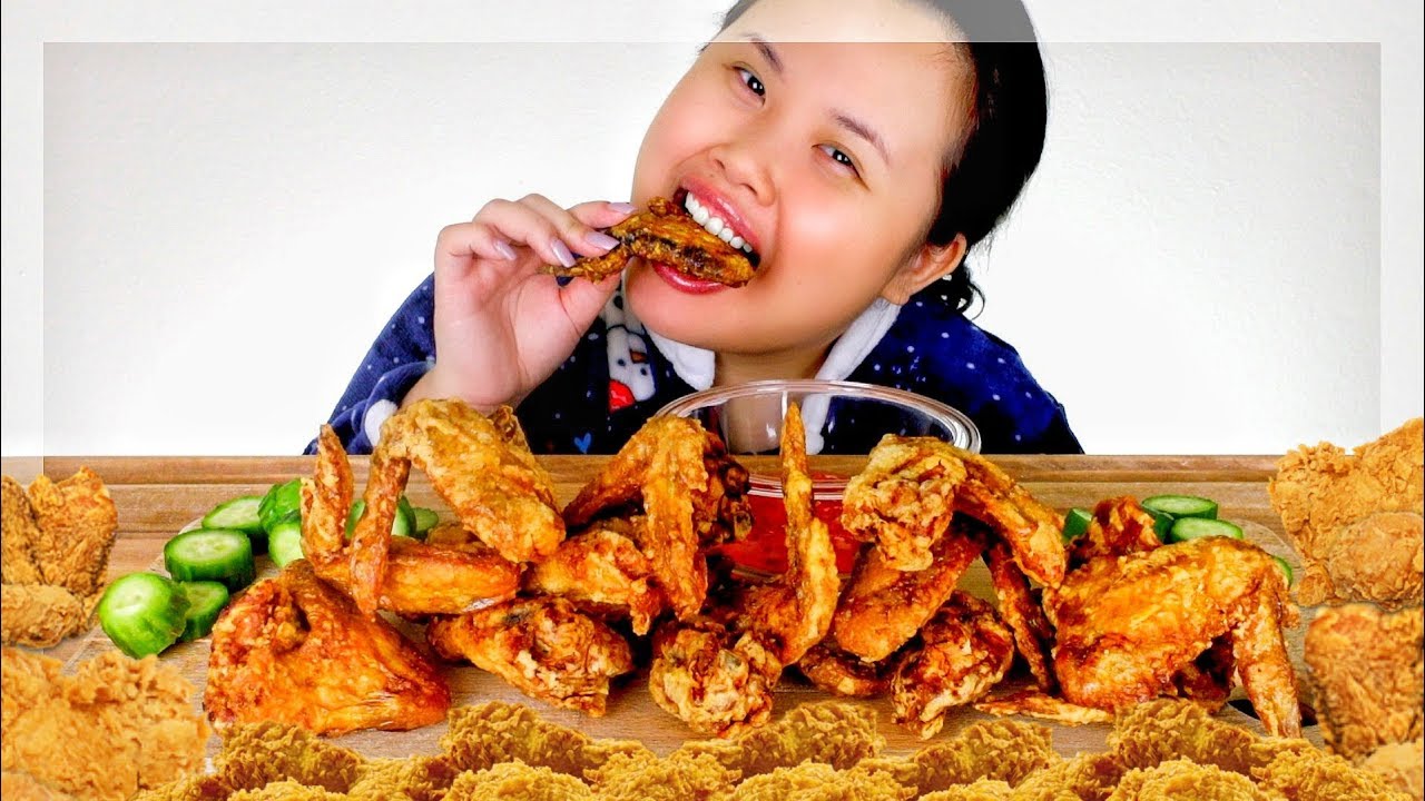 FRIED CHICKEN WINGS MUKBANG 먹방 CRUNCHY | EATING SHOW