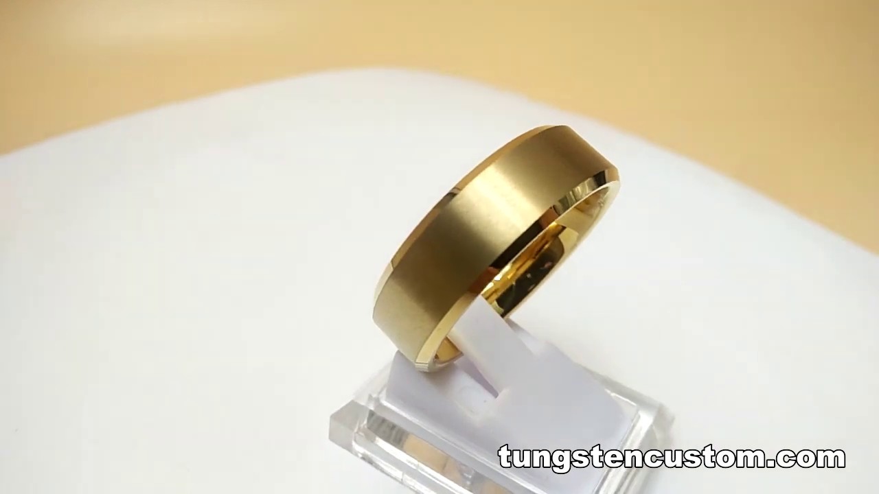 Gold Matte Tungsten Carbide Comfort Fit 8mm Wedding Band Ring