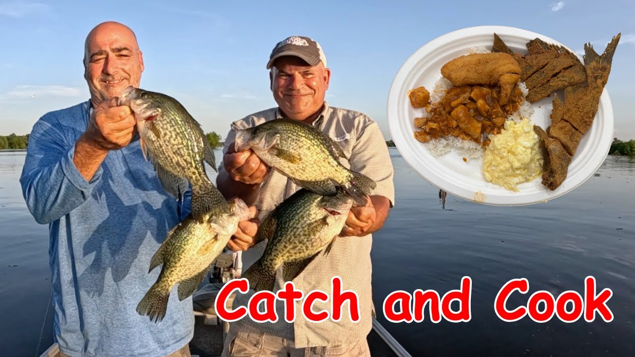 Catching Henderson Crappie / Sacalait (Catch & Cook) Fried Fish , Sauce Piquante & Potato Salad