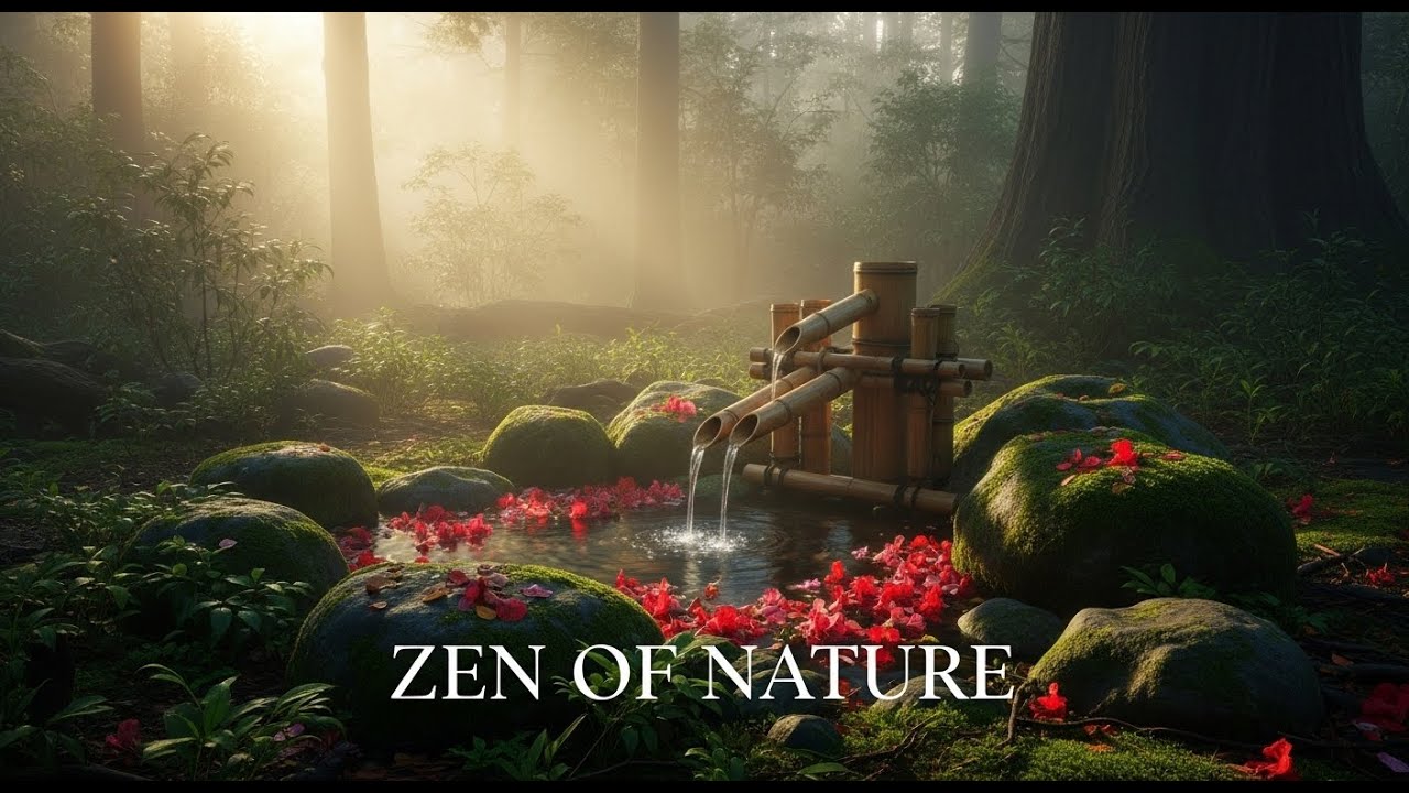 Nature Zen Flow Ambience Bamboo Fountain and Candle Glow for Deep Sleep Relaxation Meditation Peace