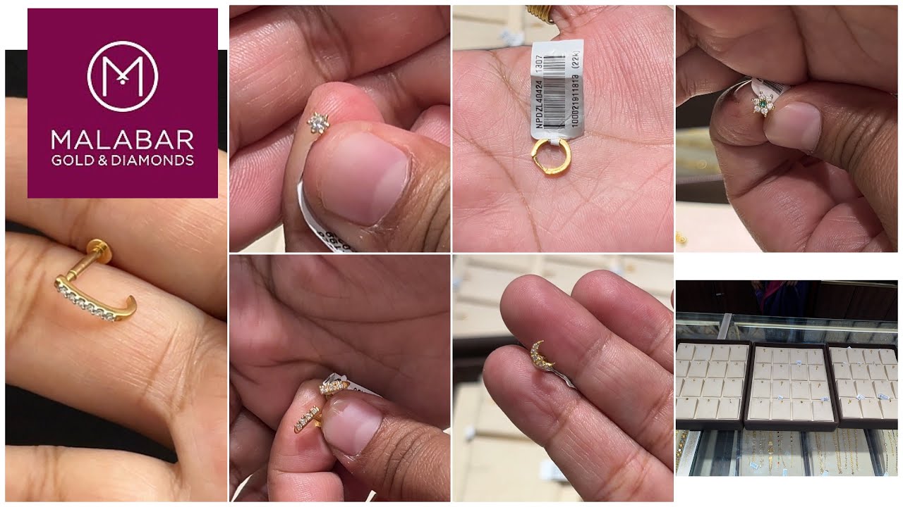 Daily wear gold nose pin and nose ring designs with price and weight from malabar gold and diamonds