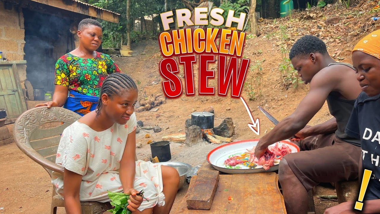 Young African Wife and Village Mum Cook Fresh Chicken and Vegetable Stew 🍅🥬 | African Village Life