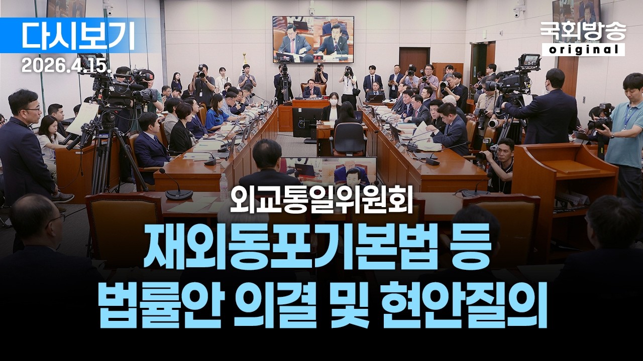 [국회방송 생중계] 외교통일위원회 - 재외동포기본법 등 법률안 의결 및 현안질의 (26.4.15.)