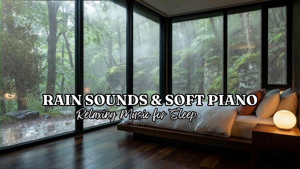 Feel The Rain Falling Outside the Window inside the Bedroom 🌿 Soothing Piano Music & Rain Sounds