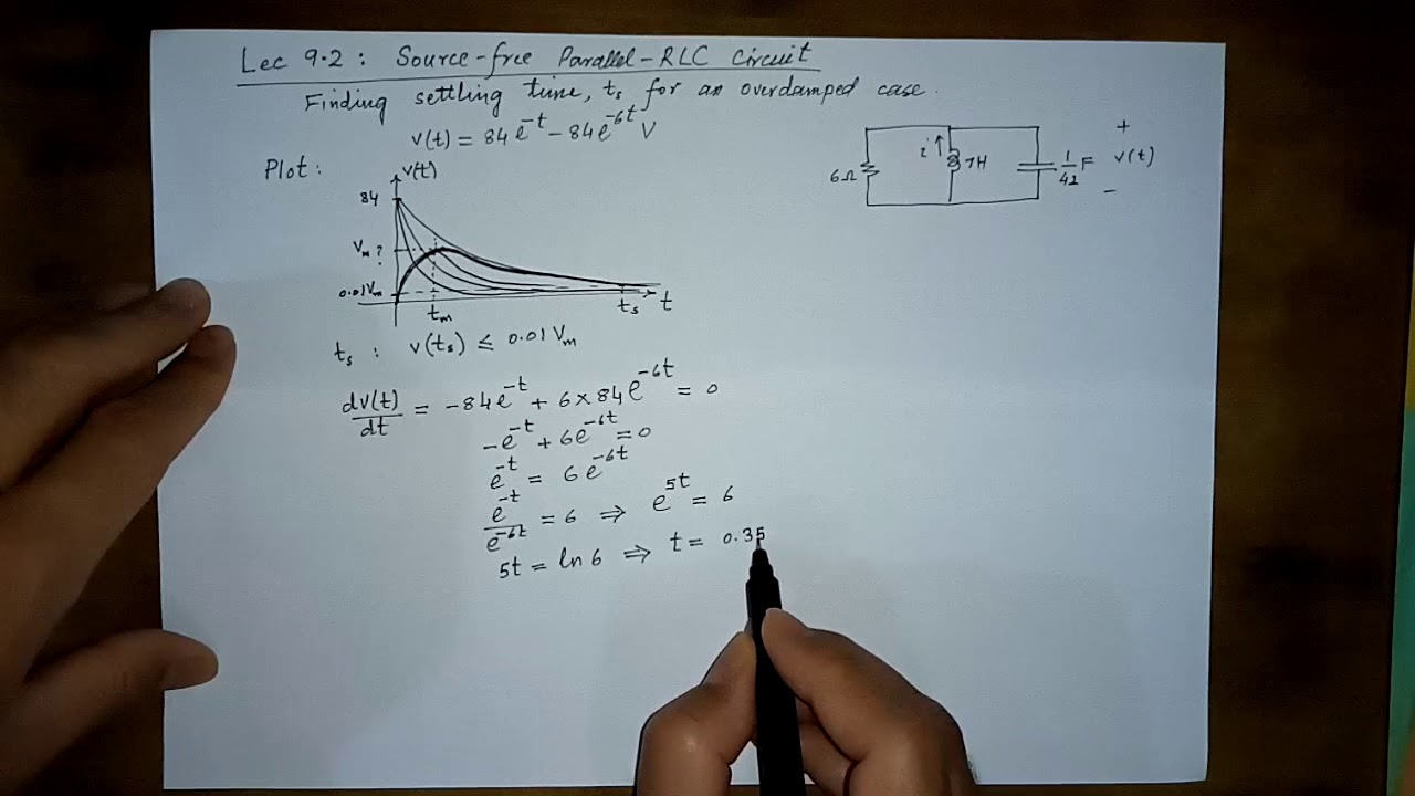 VL 9.2: RLC circuits, settling time for a source free parallel RLC circuit