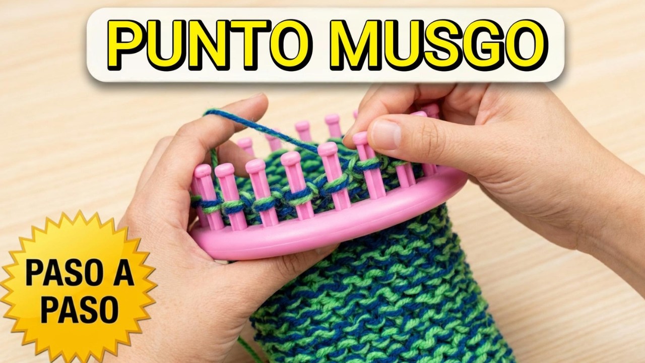 Como Tejer PUNTO MUSGO en Telar Circular Ideal para Gorros
