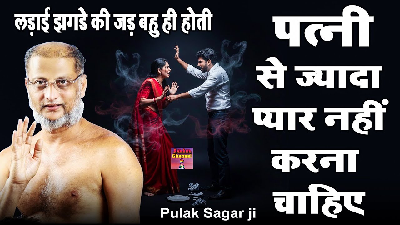 अपनी पत्नी से ज्यादा प्यार नहीं करना चाहिए \ लड़ाई झ्ग्की जड़ बहु ही होती \ Muni Pulak Sagar ji