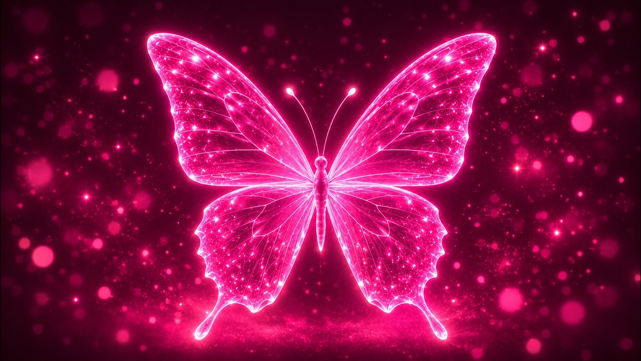 Neon Pink Butterfly Aura ✨ | 5 Hour Ambient Background Loop | Ultra HD