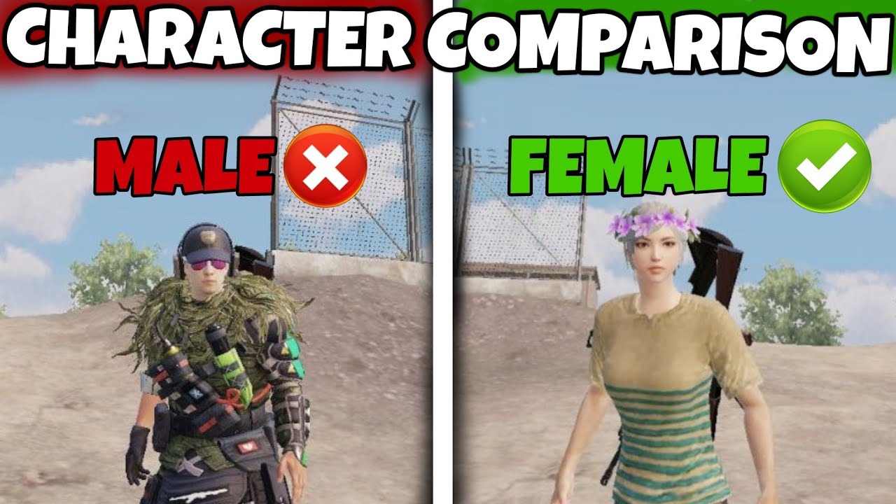 MALE VS FEMALE CHARACTER COMPARISON IN BGMI/PUBG MOBILE TIPS & TRICKS WHICH ONE IS BETTER?