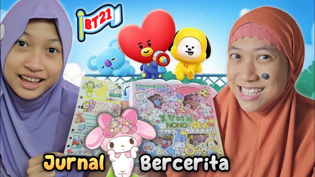 Jurnal Bercerita Aqilla - Dekorasi Journal Pelangi Stiker Lucu My Melody VS BT21 ♥Aqilla's Diary P.2