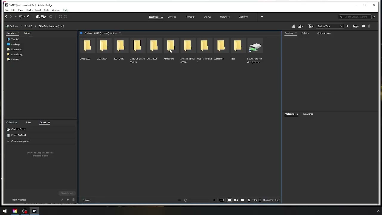 Adobe Bridge- Folder Setup for Premiere Pro
