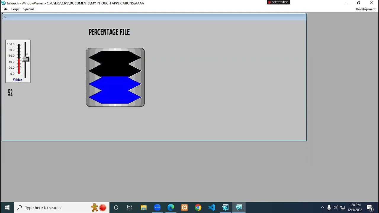 Percent fill command(INTOUCH WONDERWARE)