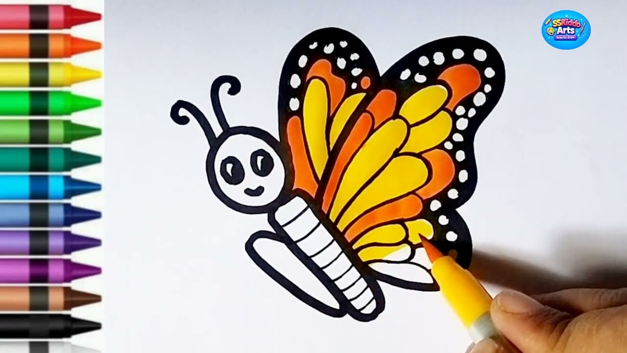 Easy Butterfly Drawing for Kids 🦋 | Simple Step by Step Butterfly drawing
