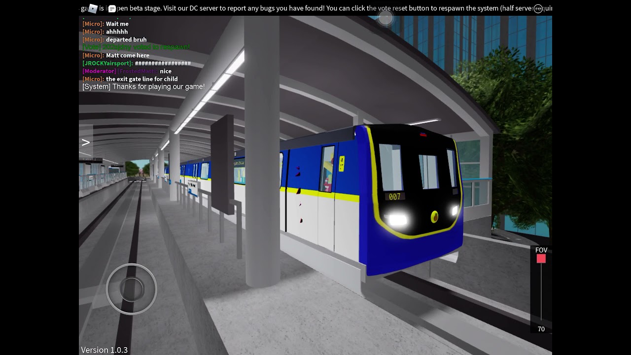 Riding admin train in delta line roblox
