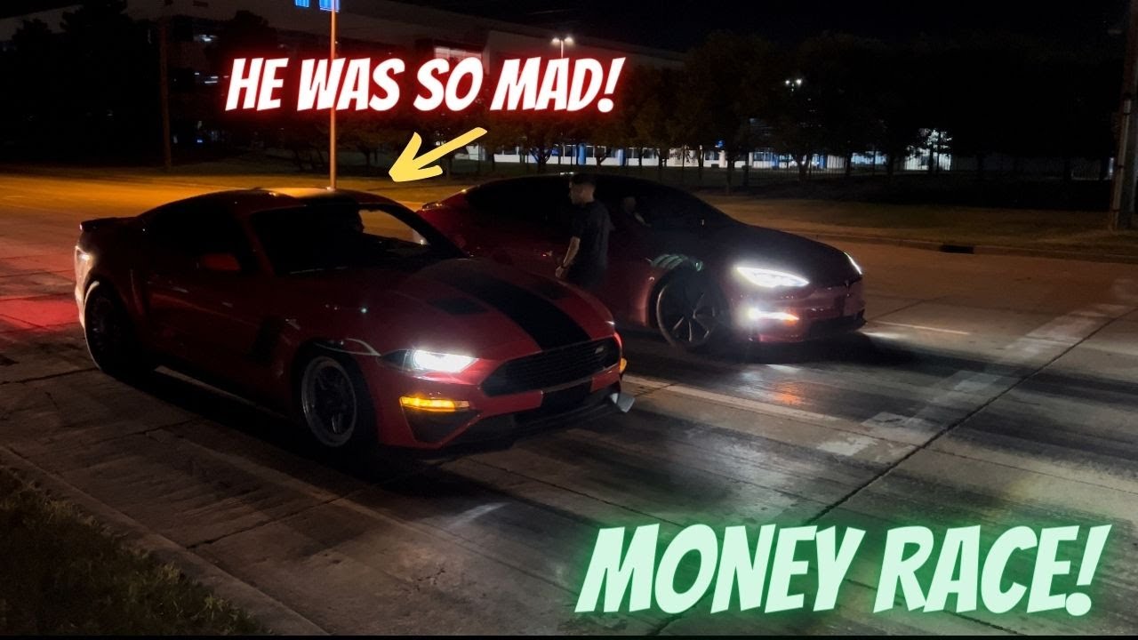 TESLA PLAID TAKES ON 1200WHP ROUSH MUSTANG! *STREET RACE*