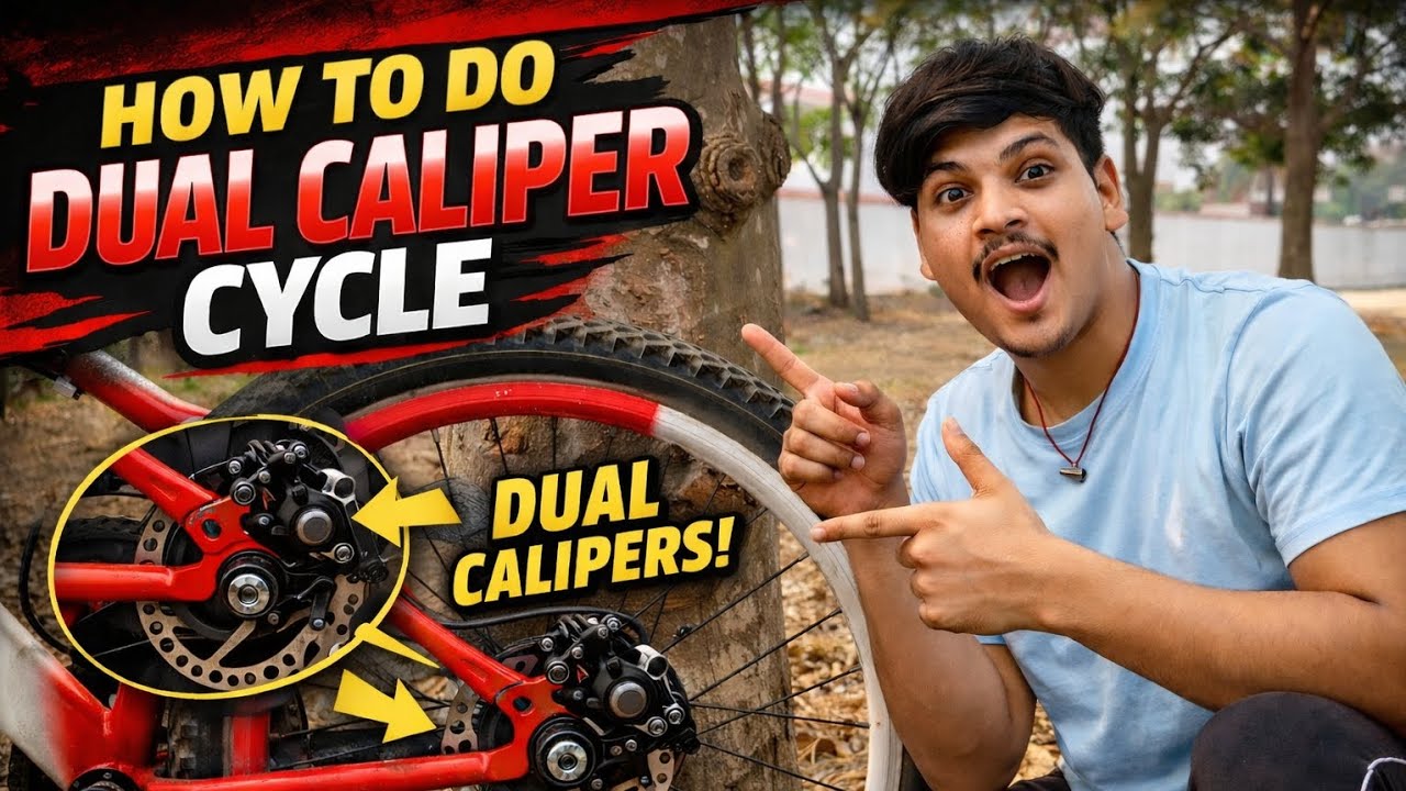 Cycle Me Dual Disc Caliper Kaise Lagaye | Easy Method #breaking #discbrake #viral #stunt 