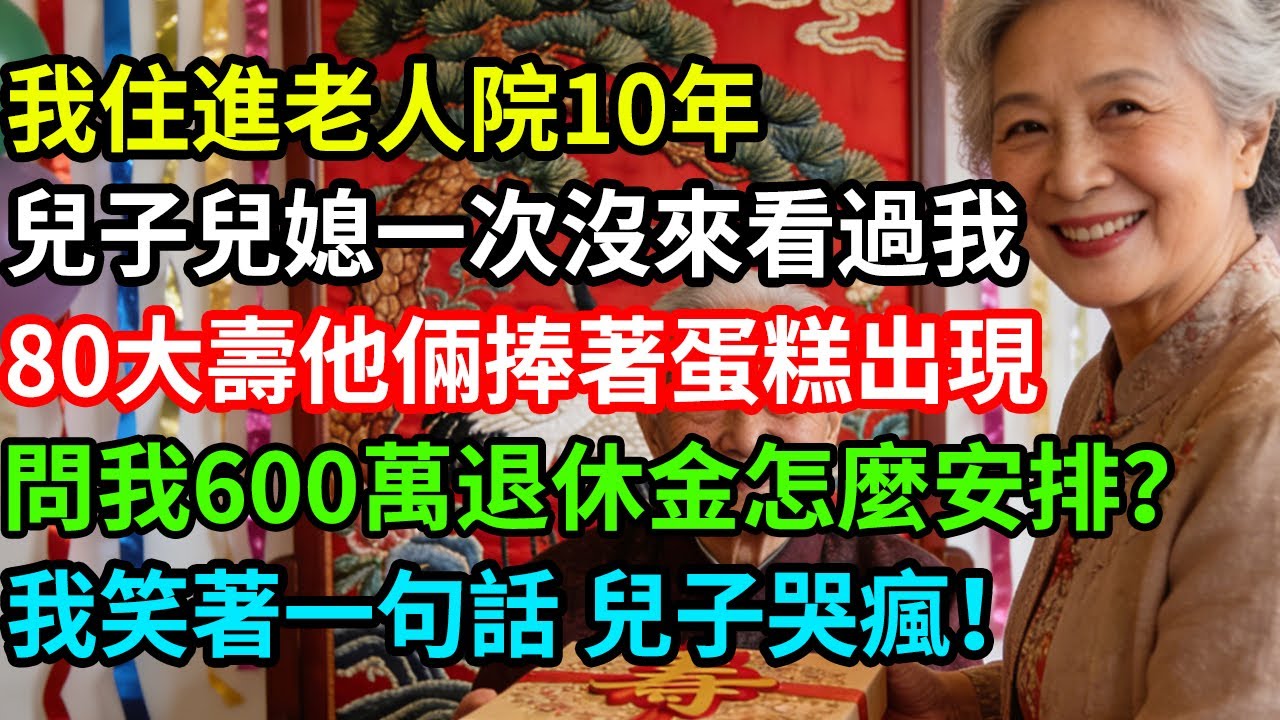 我住進老人院10年，兒子兒媳一次沒來看過我，80大壽他倆捧著蛋糕出現，問我600萬退休金怎麼安排？我笑著一句話兒子哭瘋！