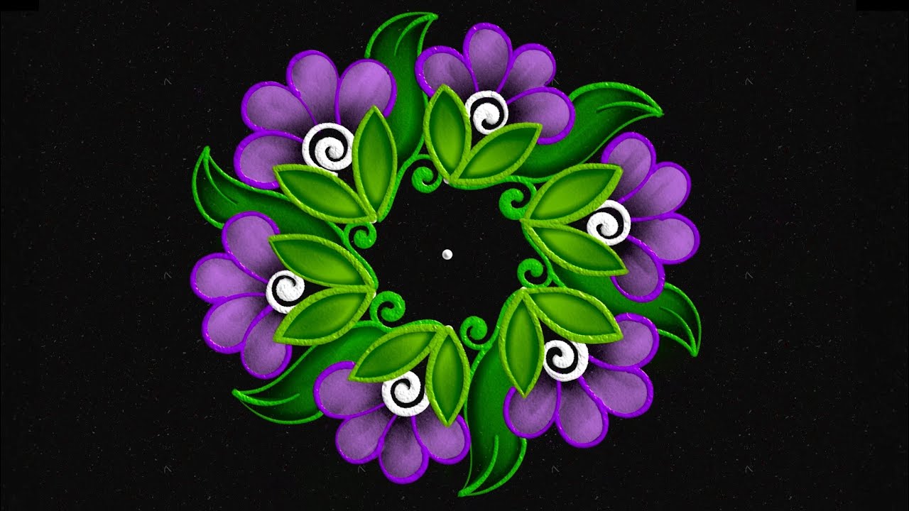Amazing 5-3 dots Beginner Flower Rangoli🌸| Easy & Simple dots kolam |Flower muggulu |colour rangoli