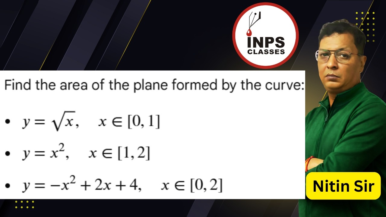 Area of the plane formed by curve y= sqrt x x b to [0,1] y = x^2 x b to [1,2] y= -x^2+2x+4 x  to [02