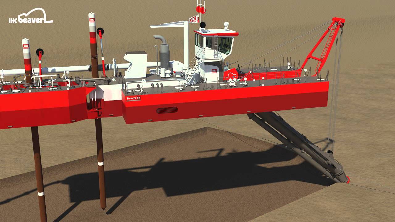 Advantage of a spud carrier - IHC Beaver 50 cutter dredger