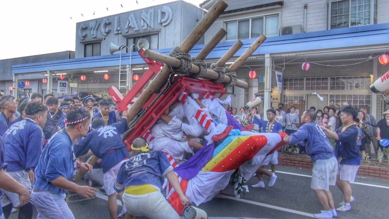 太鼓台が逆さまに！ 宮崎県 西都市 西都夏まつり 互親組 太鼓台 練り 2023.7.23