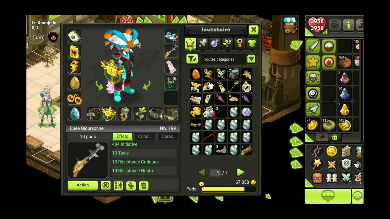 [dofus touch] Cra multi 200 pvp (TOUR à 3431 !!), caracs/stuff/poutch