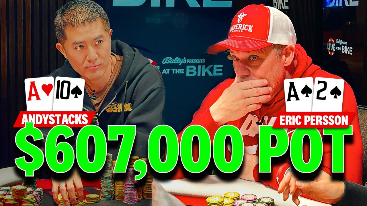 @Andystackspoker разыгрывает банк в размере $607 000 с @EricPerssonPoker &spades; В прямом эфире на Bike!