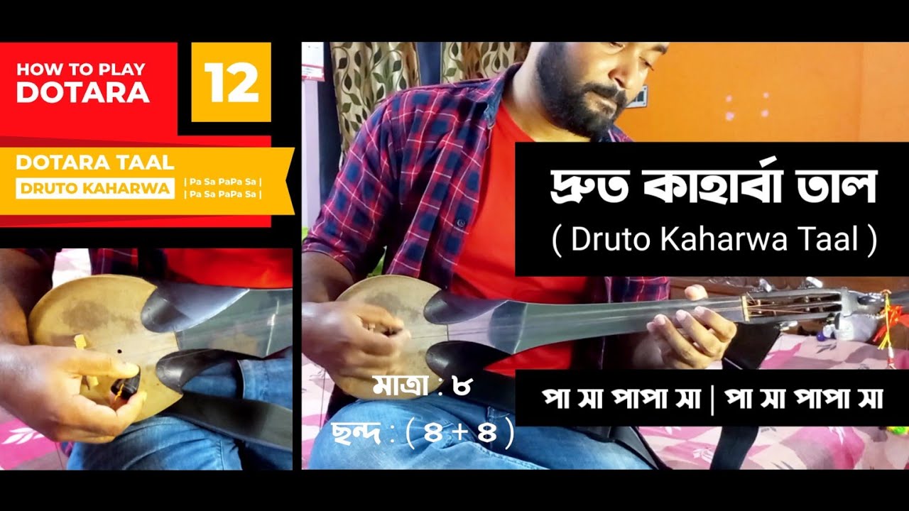 Dotara Tutorial 12 | Druto Kaharwa Taal | দ্রুত কাহার্বা তাল | Dotara te Druto Kaharwa