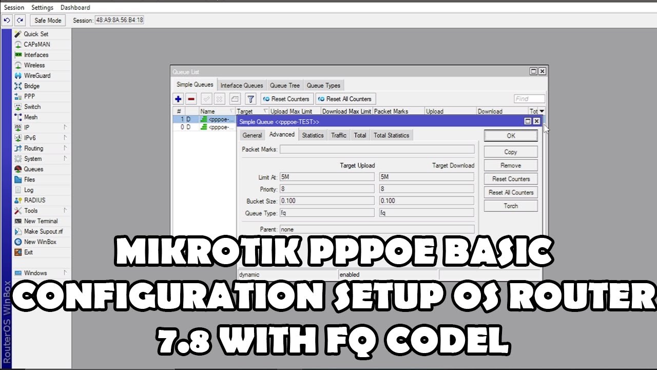 MIKROTIK PPPOE BASIC CONFIGURATION SETUP OS ROUTER 7.8 WITH FQ CODEL