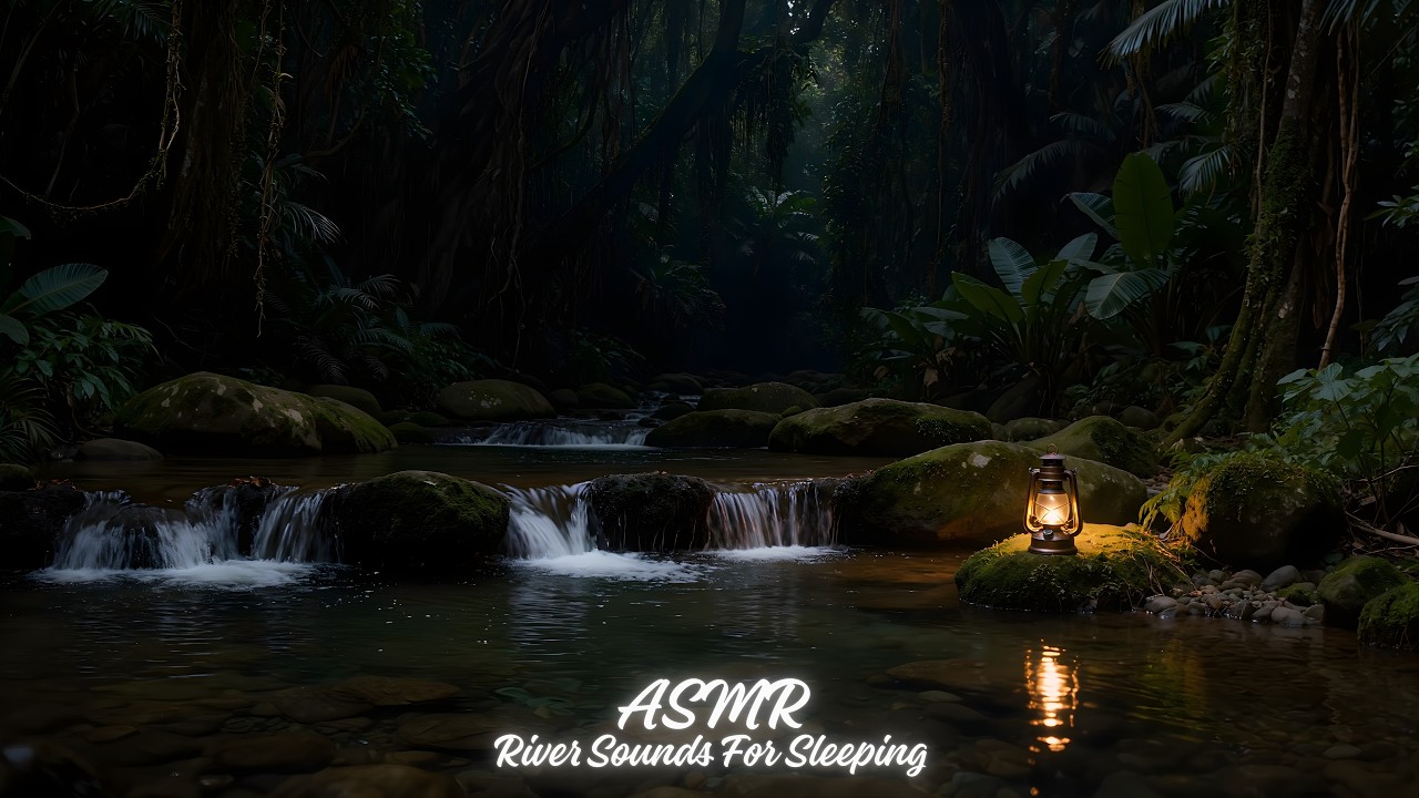 Peaceful Forest River Sounds | Dark Screen Sleep Aid | Insomnia Sleep Therapy