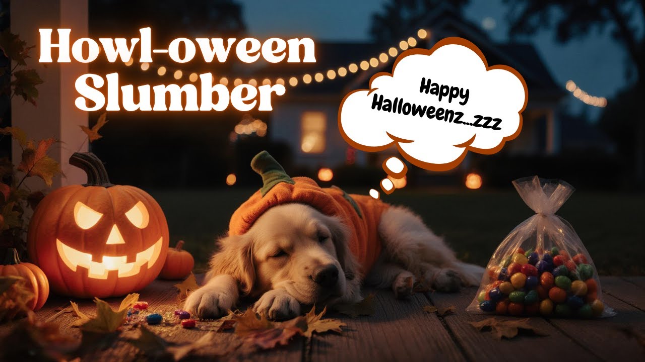 Howl-oween Slumber 👻🍬 | 8-Hours of Relaxing Music for Dogs & People | Halloween Puppies