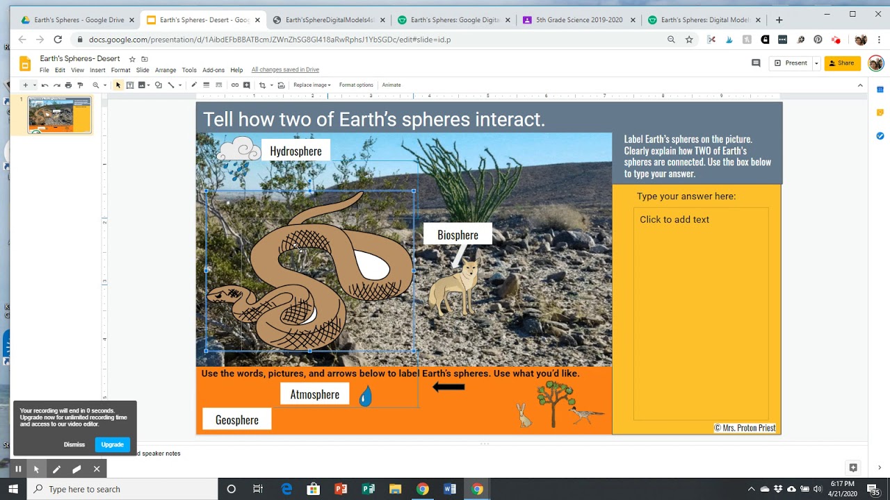How to Create a Digital Model- Earth's Spheres & Rubric