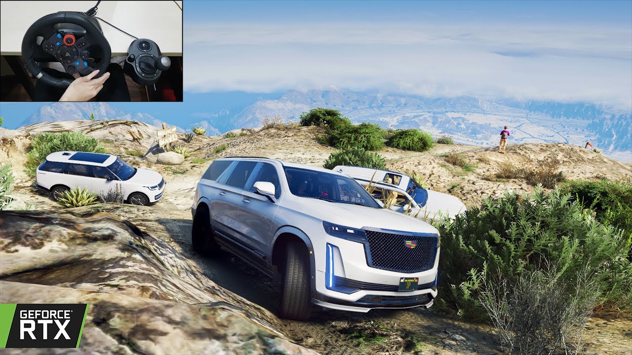 GTA 5 - 2022 Cadillac Escalade ESV Sport OFFROAD with Lexus LX600 vs New Range Rover
