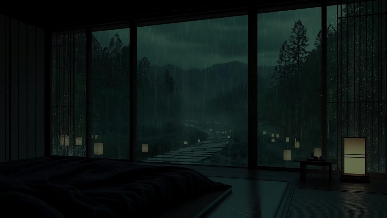 Rainy Night in a Japanese Forest Room 🌙 Relaxing Rain Sounds for Deep Sleep & Calm Nights