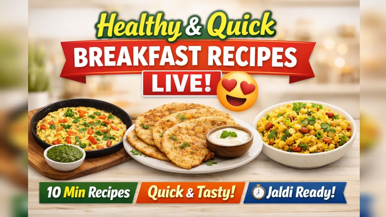 Healthy Tasty & Quick Breakfast Recipes LIVE 😍 | 15 Min Easy Nashta Ideas | Instant Morning Recipes