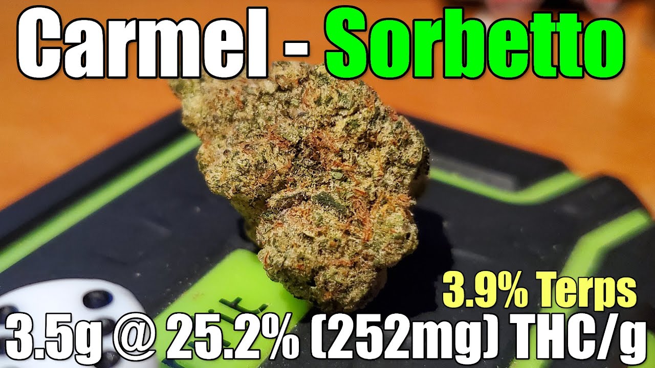 Carmel - Sorbetto - Unboxing Review - 3.5g @ 25.2% (252mg) THC/g | 3.9% Terps (+Extreme Closeups)