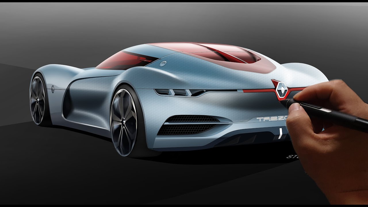 Car design Sketch# Renault Trezor concept Sketch Training Demo# Photoshop 2D Rendering 