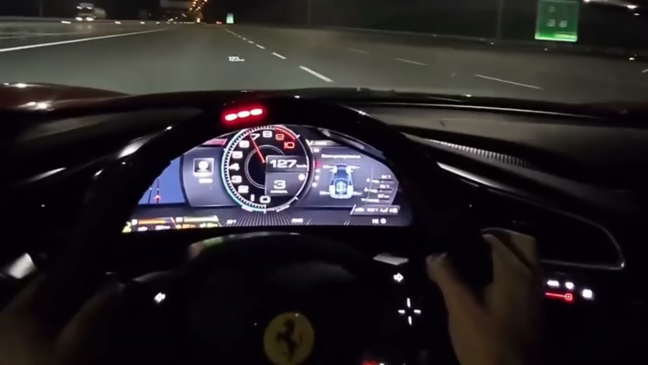 POV: 340km/h Ferrari 296GTB at night - full acceleration. Credits Instagram: @mryazici