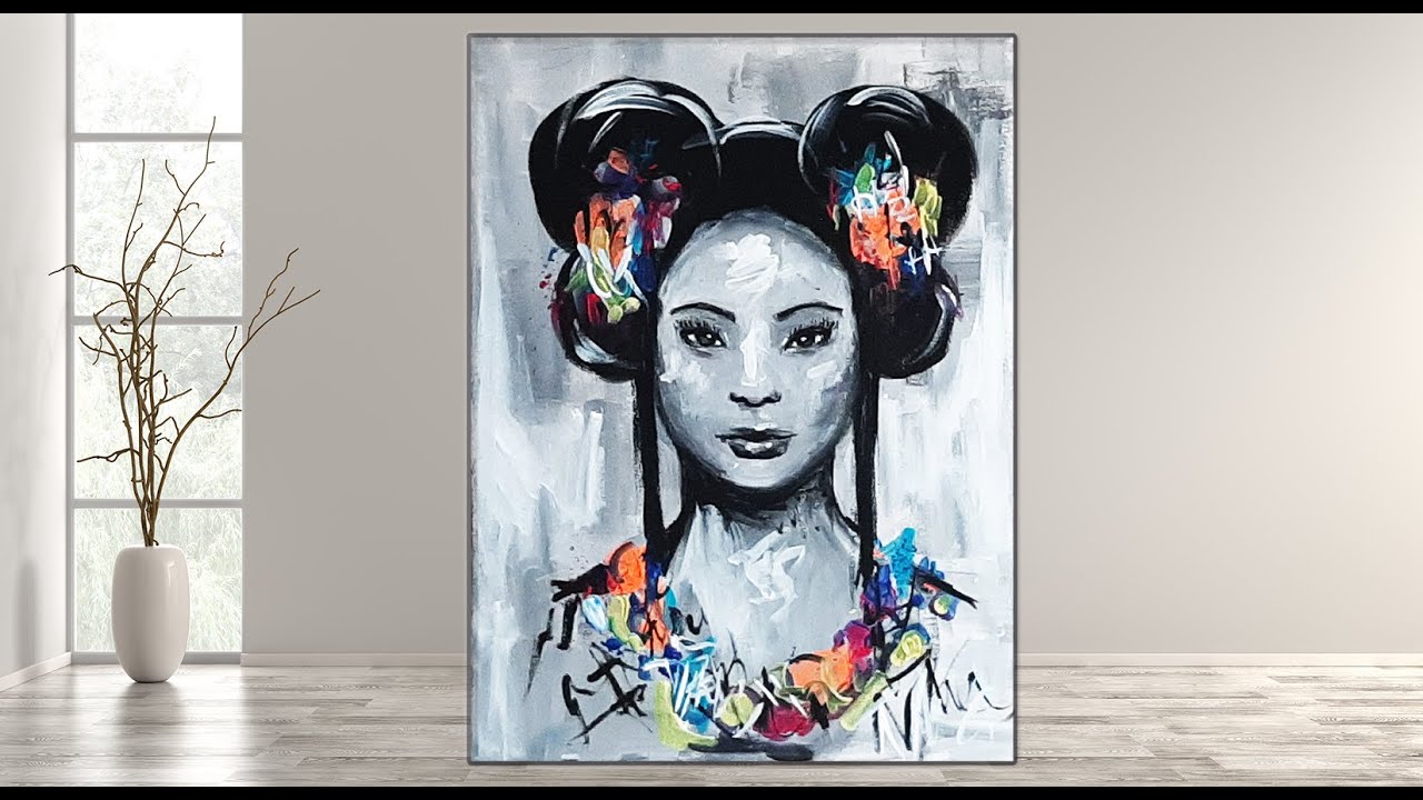 Painting Japanese Girl   Painting for beginners /Step by step / Acrylic /MariaArtHome
