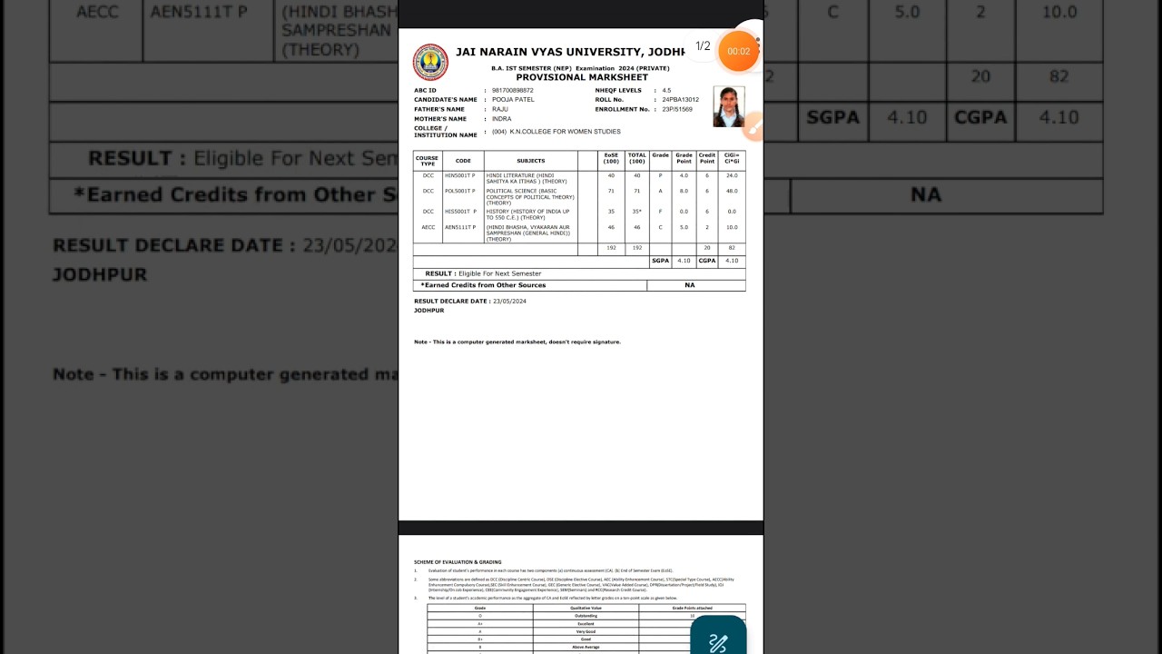 JNVU BA 1 YEAR RESULT 2024🔥🔥😅 #jnvu #jnvuexamnews #result #viral #shorts #jnvuresult2024