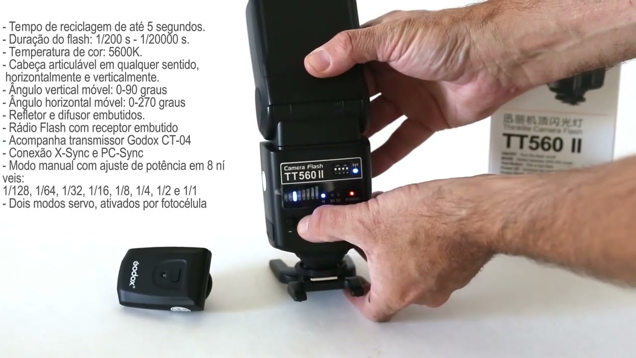 GODOX Flash Speedlite TT560 II com Radio Flash Embutido Canon Nikon Etc
