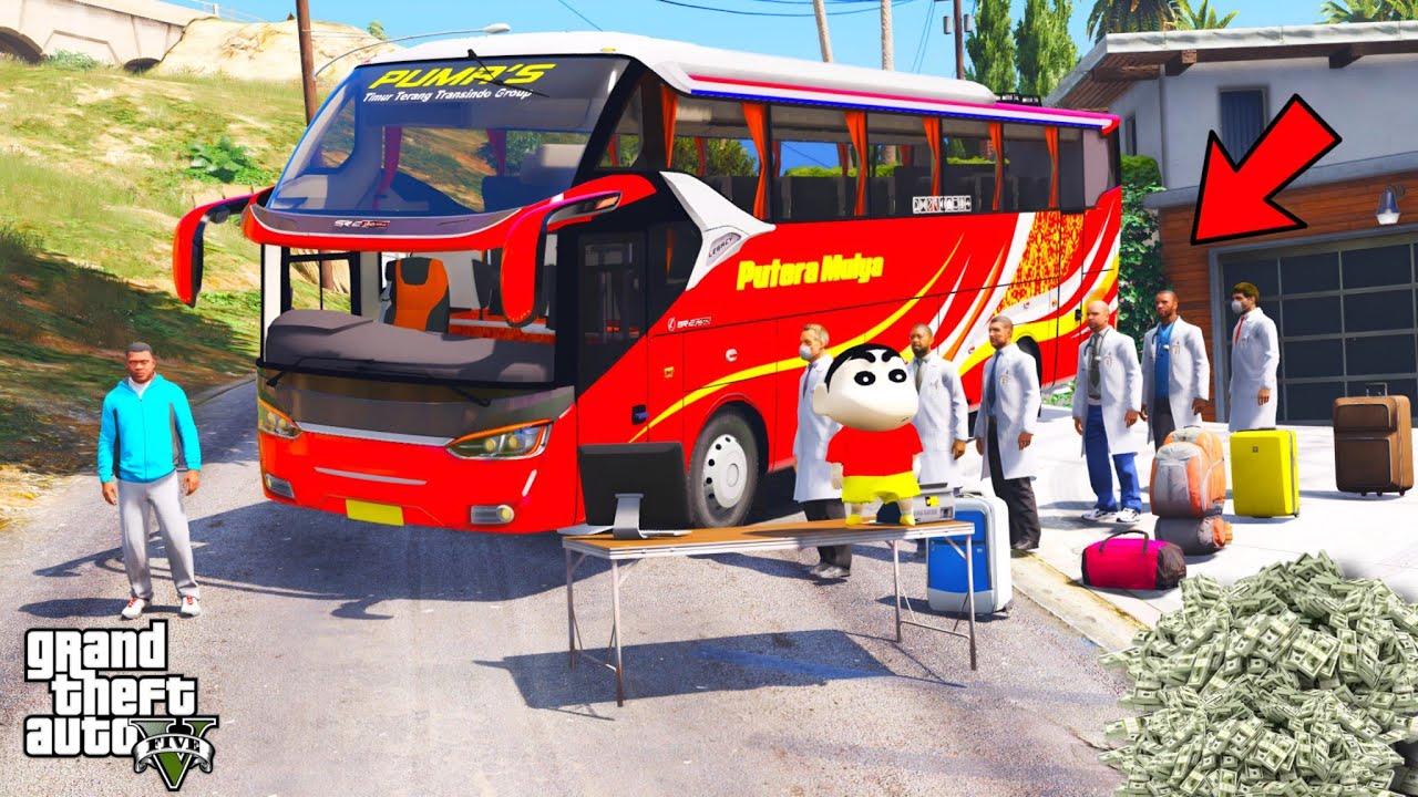 Franklin And Shinchan Start Tour & Travels LUXURY BUS Service or Return in Los Santos IN GTA V