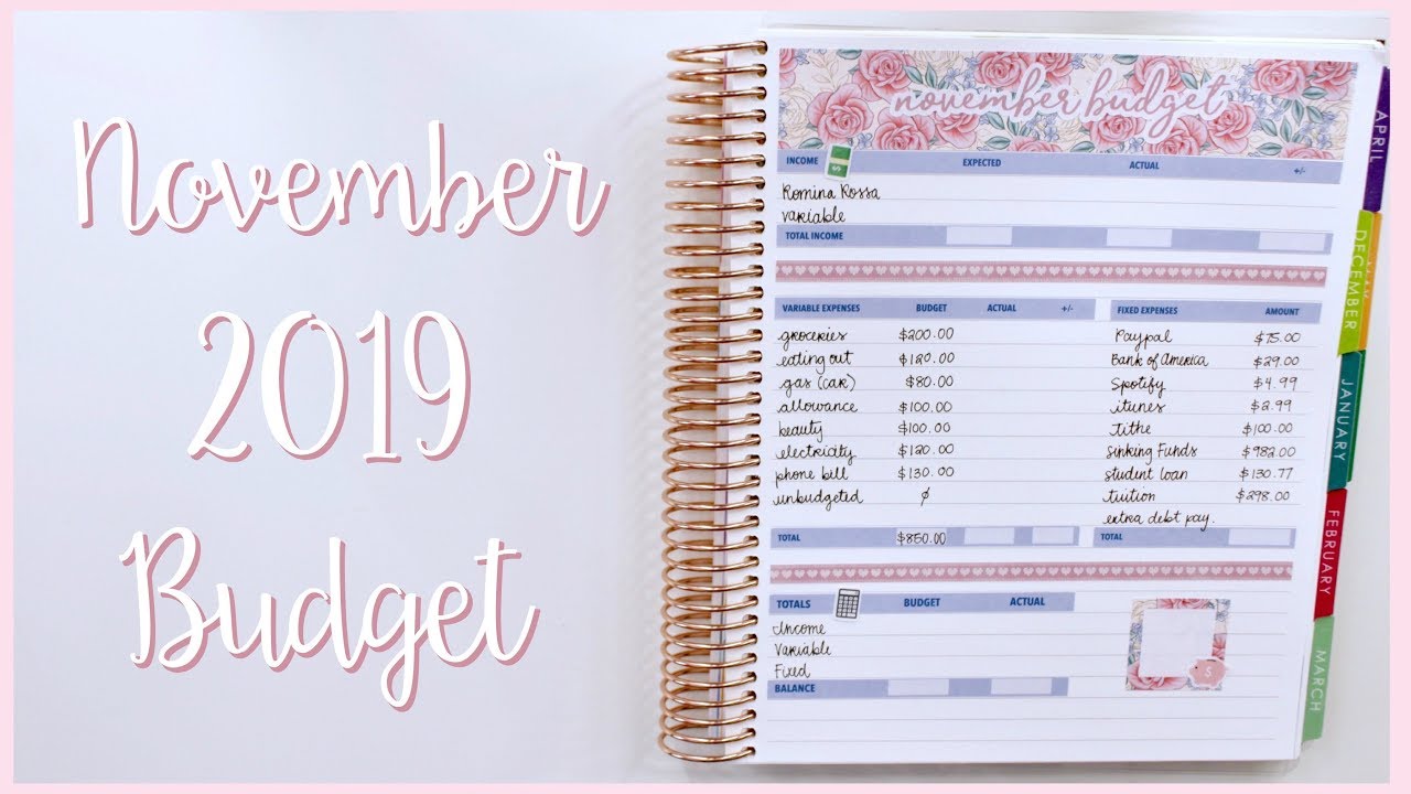 Budget with Me: November 2019 Monthly Budget Using Cash Envelopes - EC Deluxe Monthly