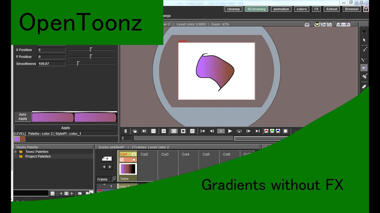 Opentoonz: Gradient fill without FX